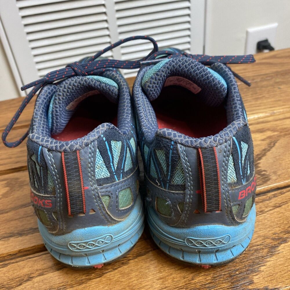 Brooks Cascadia 8 Trail Running Shoes Blue Orange Low Top Size 7 Womens US - Picture 4 of 7
